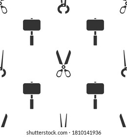Ponga los pinzas y alicates, las tijeras y el martillo metálico en un patrón ininterrumpido. Vector