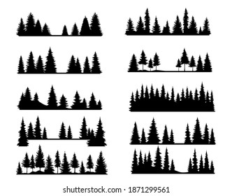 Set Pine Forest Collection Silhouette Tree Stock Vector (Royalty Free ...