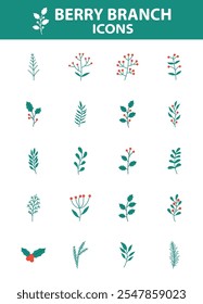 Conjunto de ícones de ramificação de pinheiro