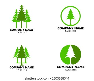 Set of Pine tree Logo design inspiration