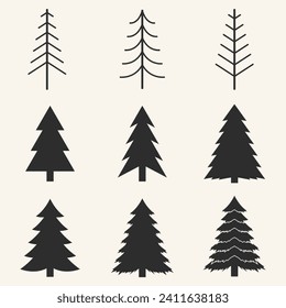 set pine tree logo set design vector collection