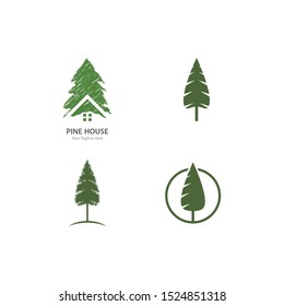 Set of Pine tree logo ilustration vector design
