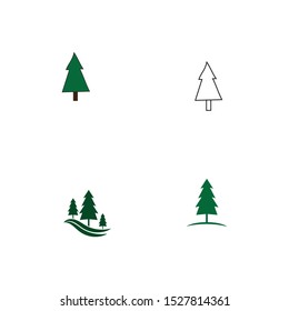 set of pine tree logo vector illustration template