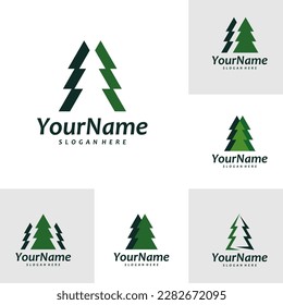 Set of Pine Tree logo vector template. Creative Pine Tree logo design concepts