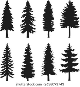 Set of Pine Tree Silhouettes – Evergreen Forest Vector Collection
