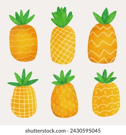 set of pineapple with different texture