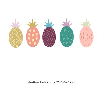 Set of pineapple. flat illustration pineapple background. seamless pattern pineapple. pineapple flat illustration background.