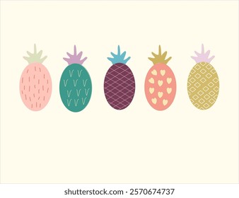 Set of pineapple. flat illustration pineapple background. seamless pattern pineapple. pineapple flat illustration background.