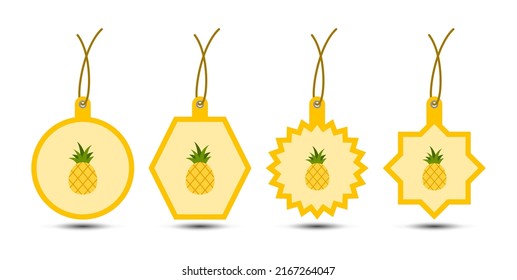 Set of Pineapple tags with cord