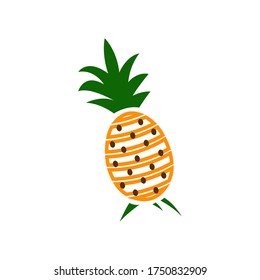 Set of pineapples. exotic fruit. Vector illustration logo