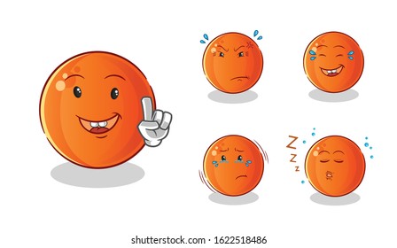 set of ping pong ball cartoon. emoji with 5 expressive styles. cute chibi cartoon mascot vector