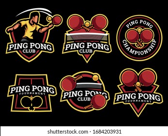 Set of ping pong Logo. Ping pong logo and badge. Ping pong vector illustration