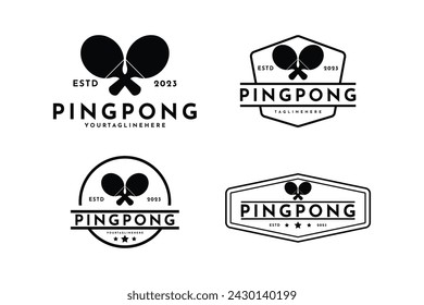 set of ping pong logo design vintage retro badge label