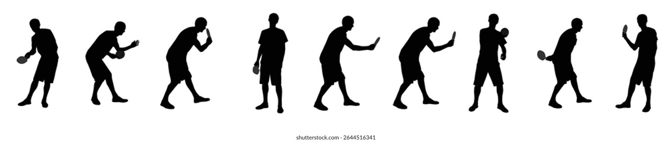 Set of Ping Pong Tennis with Sport Man Isolated. Vector illustration