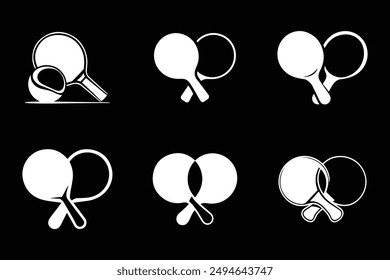 conjunto de ping pongs logo de Vector silueta icono diseño blanco y negro 