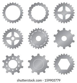 Set of pinions. Abstract vector illustration.