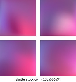 Set with pink abstract blurred backgrounds. Vector illustration. Modern geometrical backdrop. Abstract template.
