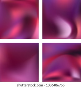 Set with pink abstract blurred backgrounds. Vector illustration. Modern geometrical backdrop. Abstract template.