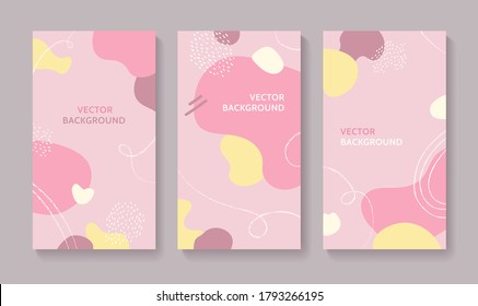 Set von rosafarbenen abstrakten kreativen Hintergründen im minimalistischen Stil. Entwerfen Sie Vorlagen für Social-Media-Geschichten mit Platz für Text. - Vektorgrafik