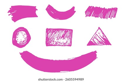 Set of pink abstract shapes hand drawn with brush
Vector shapes drawn with brush eps