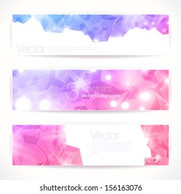 Set of pink abstract vector banners.