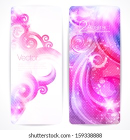 Set of pink abstract vector banners. 