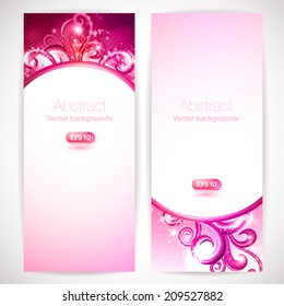 Set of pink abstract vector banners. 