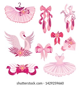 Set Pink Accessories Ballet Vector Illustration Stock Vector (Royalty ...