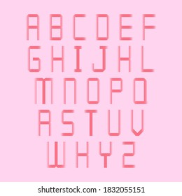 Set of pink alphabet letters. Vector illustration.