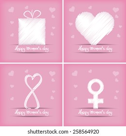 a set of pink backgrounds with different icons and text