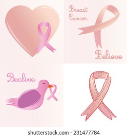 a set of pink backgrounds and labels for breast cancer awareness campaigns