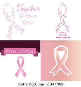 a set of pink backgrounds and labels for breast cancer awareness campaigns