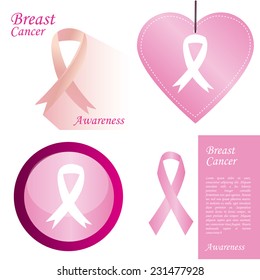 a set of pink backgrounds and labels for breast cancer awareness campaigns