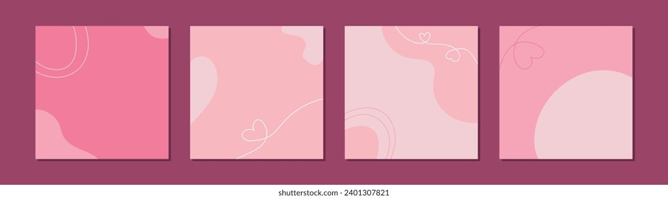 Set of pink backgrounds for Valentine's Day. Vector.