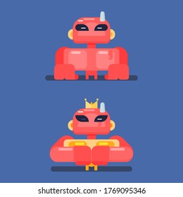 Set of pink big monster king, suitable for game character, sticker, and mascot. Vector Illustration