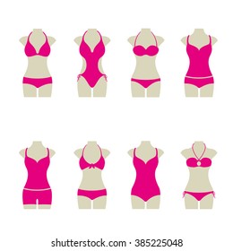 set of pink bikinis