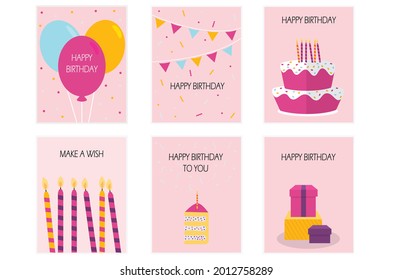 Set of pink birthday cards