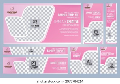 Set of Pink and Black Web banners templates, Coverpage Standard sizes with space. Vector illustration