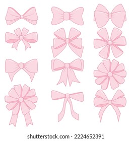 
Set of Pink Bow Ribbon of different shape