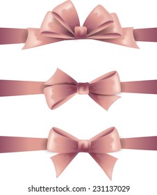 Set of pink bows isolated on white