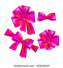 Set of pink bows. Vector