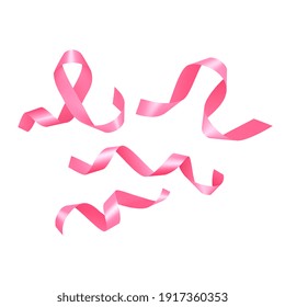 Set of pink breast cancer ribbons vector eps 10 format