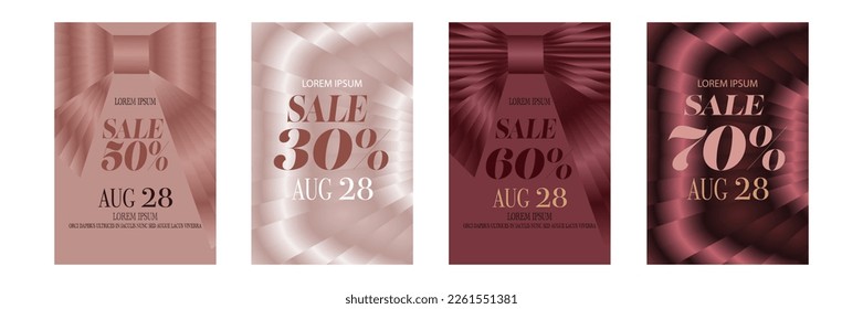 Set pink burgundy luxury gradient card template design for promotion social media  Background realistic 3d ribbons elements  Premium offers background vector Invitation  greeting card  cover  wedding 