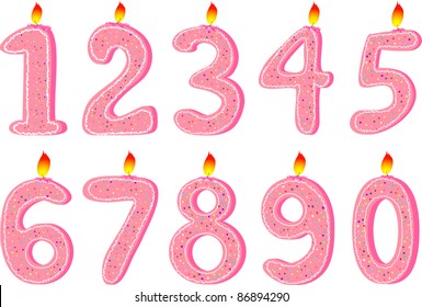 Set of pink candles for Birthday party