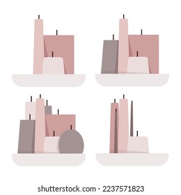 A set of pink candles in different combinations