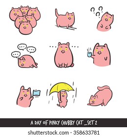 set of pink chubby cat