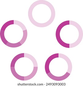 Satz rosa kreisförmiger Flussdiagramme