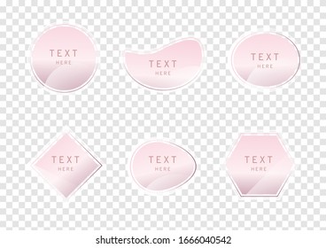 Ein Set aus rosafarbenem, hochwertigen Banner einzeln auf transparentem Hintergrund, elegante Vektorillustrationen mit glänzenden Elementen für schönes und kosmetisches Produkt