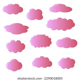 Set of pink clouds. Vector illustration