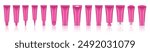 Set of pink cosmetic tubes. Closed blank tubes with caps. Realistic mockup. Long nozzle tube. for ointment or salve. Gel serum. Korean packaging. Lip gloss. Toothpaste. Hand cream	
